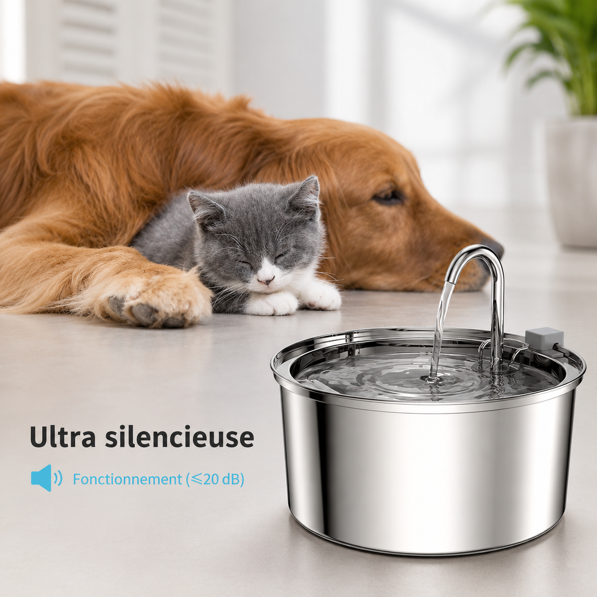 L’Oasis à Moustaches - Fontaine en acier inoxydable 3,2 L