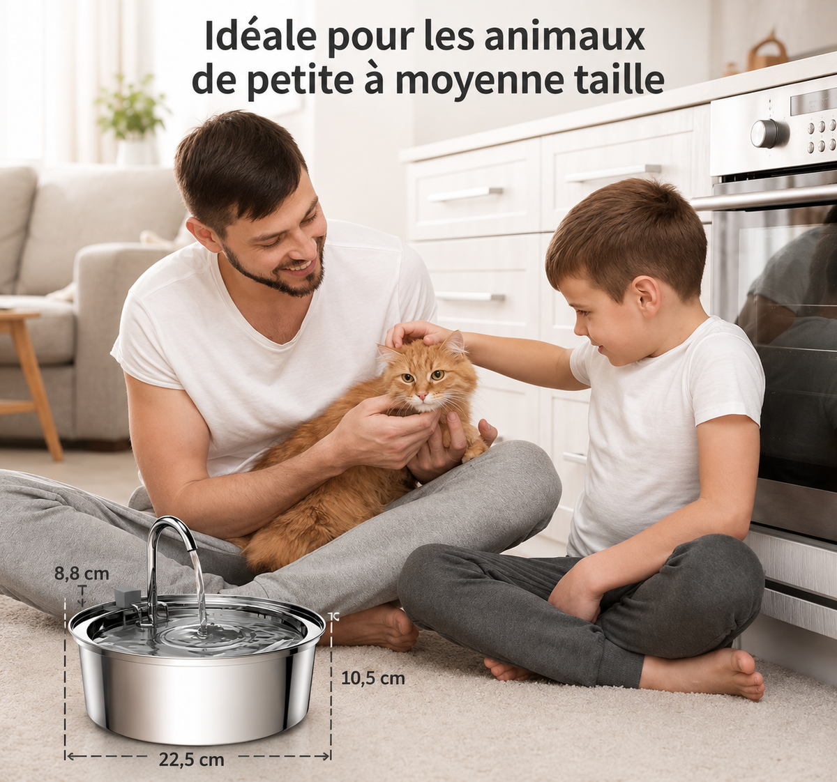 L’Oasis à Moustaches - Fontaine en acier inoxydable 3,2 L