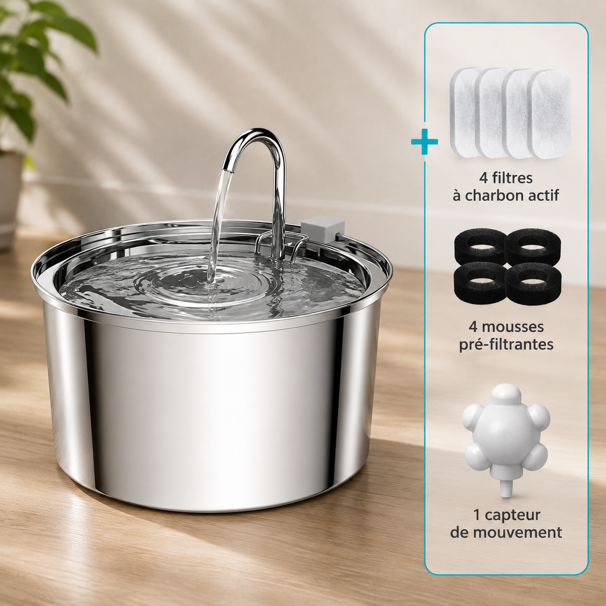 L’Oasis à Moustaches - Fontaine en acier inoxydable 3,2 L