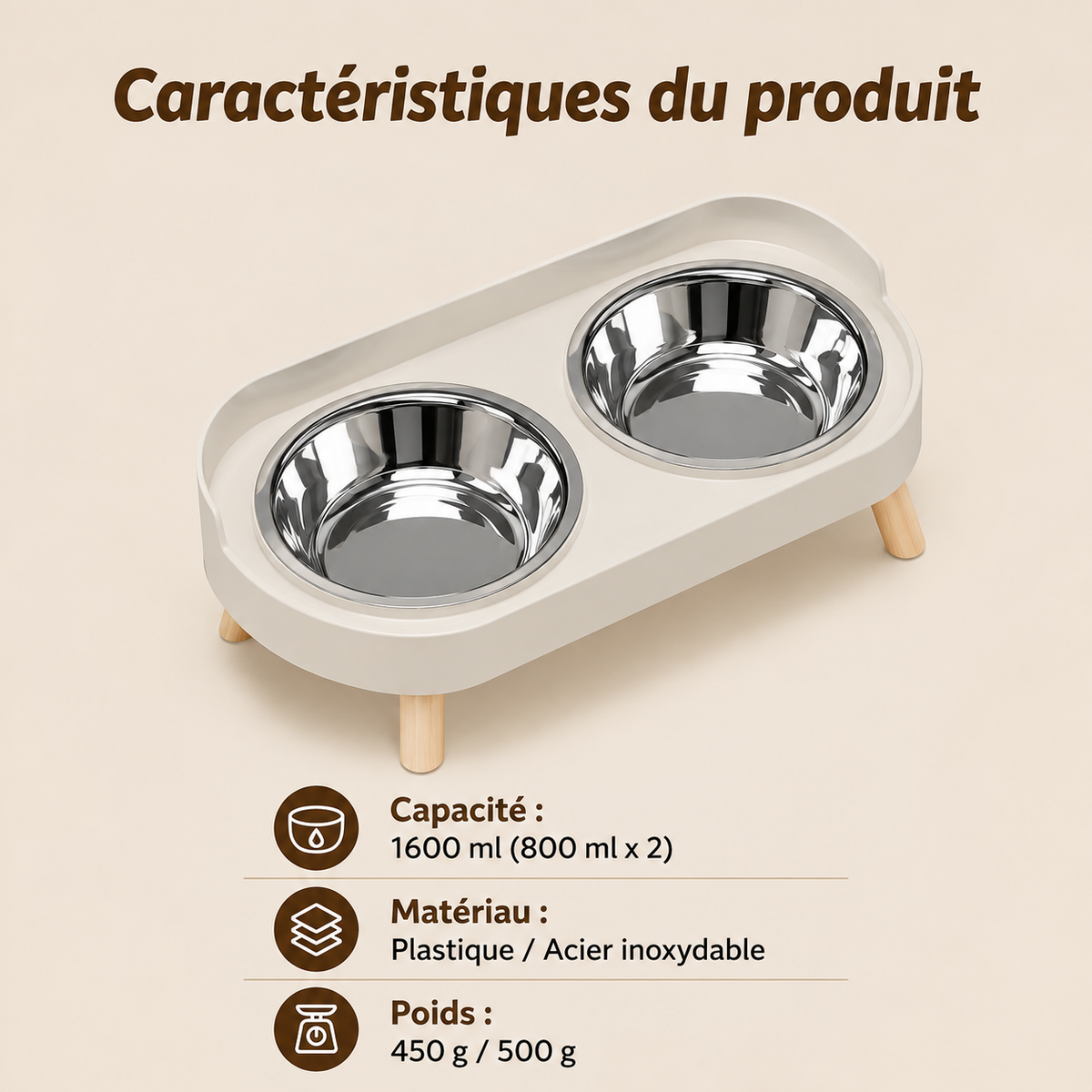 Le Duo’Miam – Double gamelle surélevée en inox