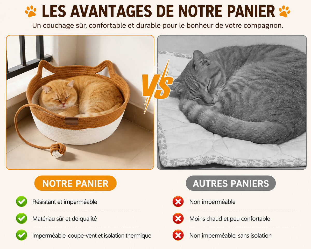 Le Panier Moustache – Panier tressé pour chat