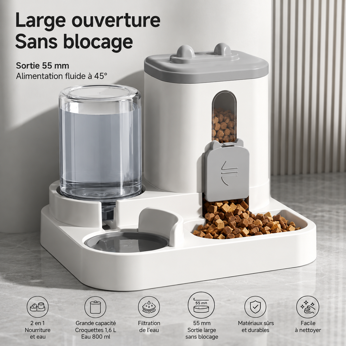 Le Resto’Chat - Distributeur 2-en-1 croquettes & eau
