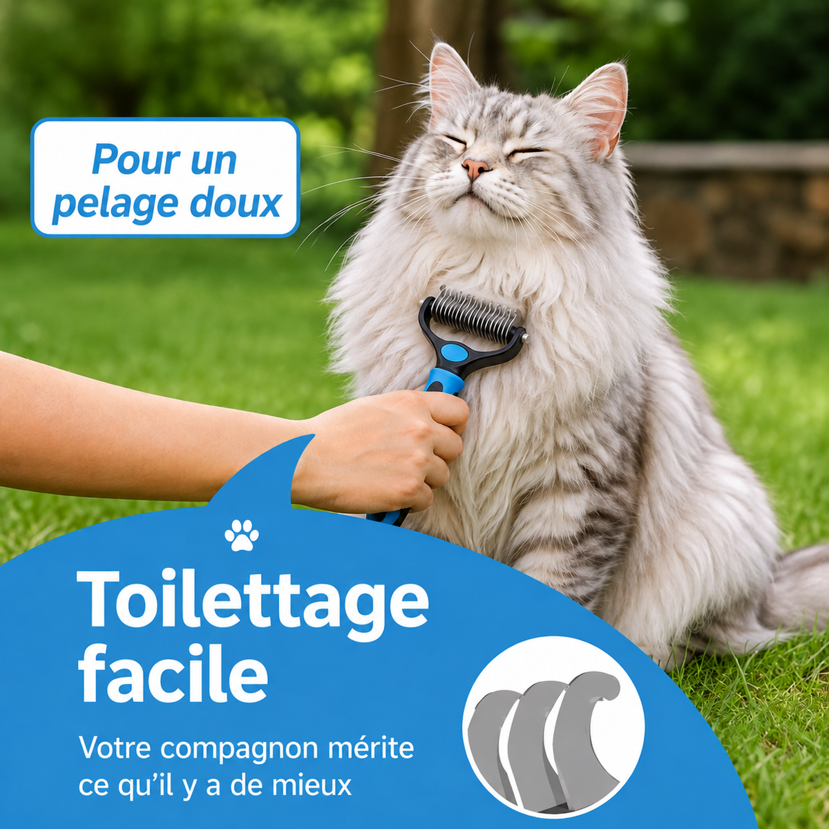 Le Dépoil’Express – Brosse de toilettage 2-en-1