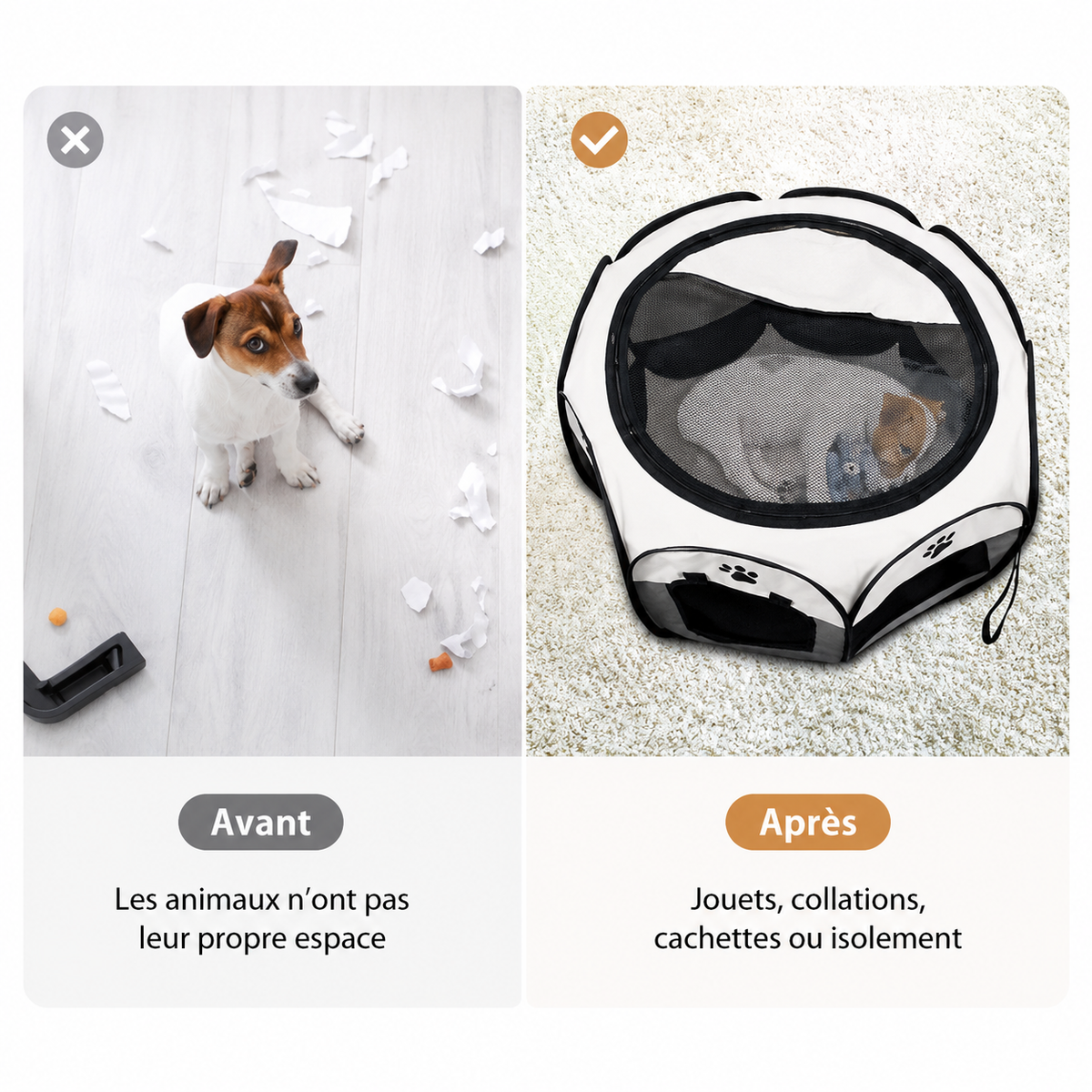 Le Chat’Piteau – Parc pliable octogonal pour chat