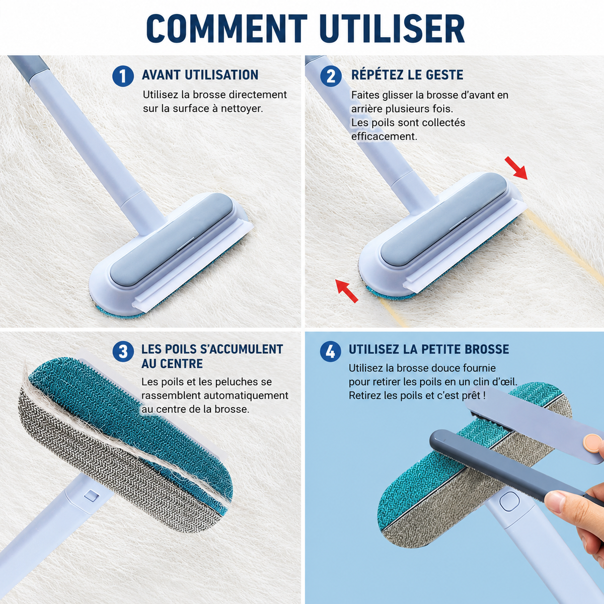 PoilZen – Brosse Télescopique Anti-Poils