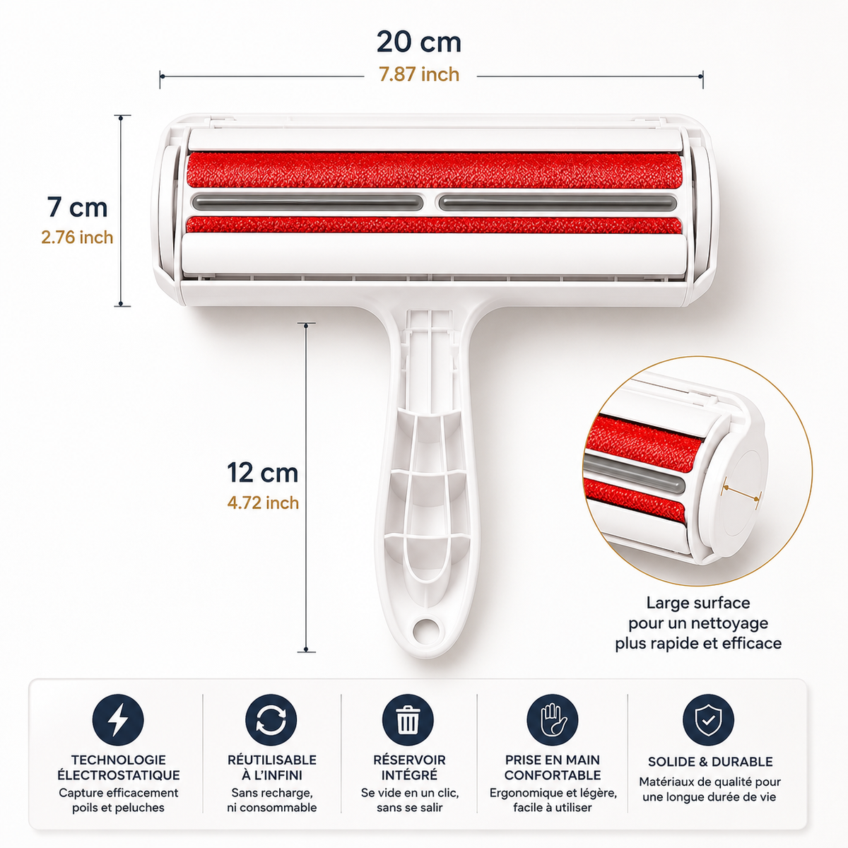 Le Roul'Poils - Rouleau anti-poils réutilisable