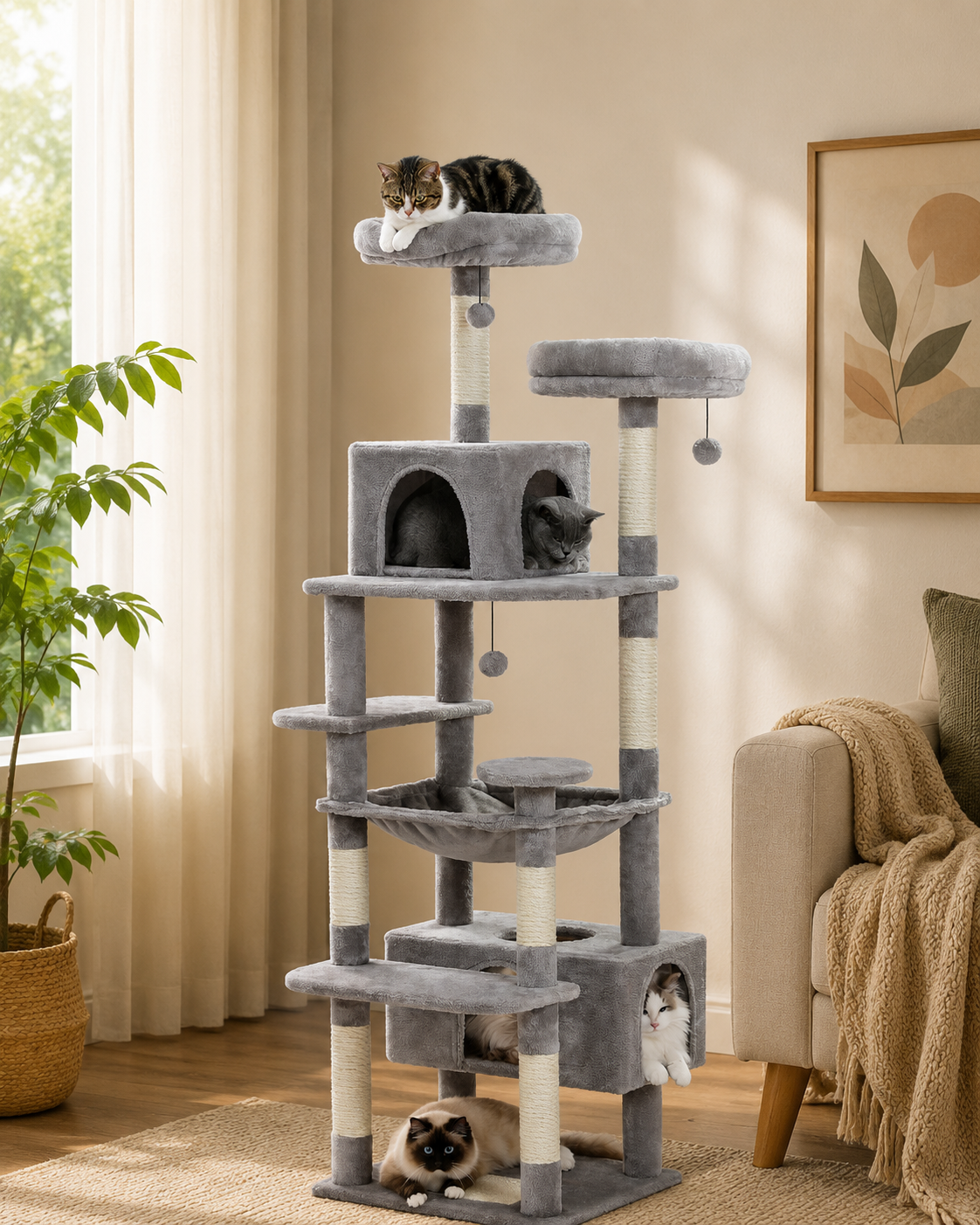 Le Royaume des Chats – Grand arbre à chat multi-niveaux