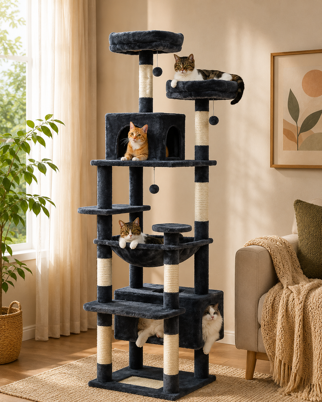 Le Royaume des Chats – Grand arbre à chat multi-niveaux