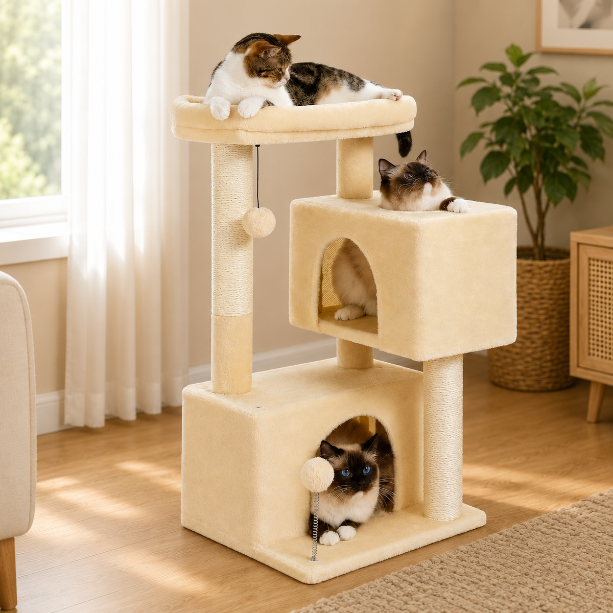 Le Nid Perché – Arbre à chat compact 80 cm