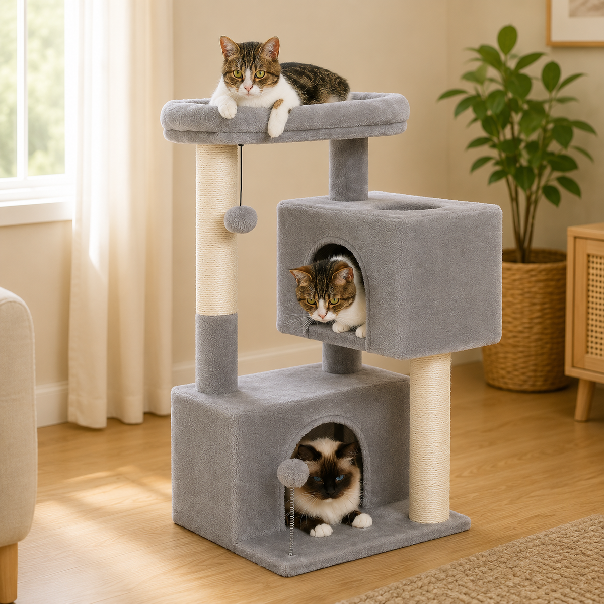 Le Nid Perché – Arbre à chat compact 80 cm