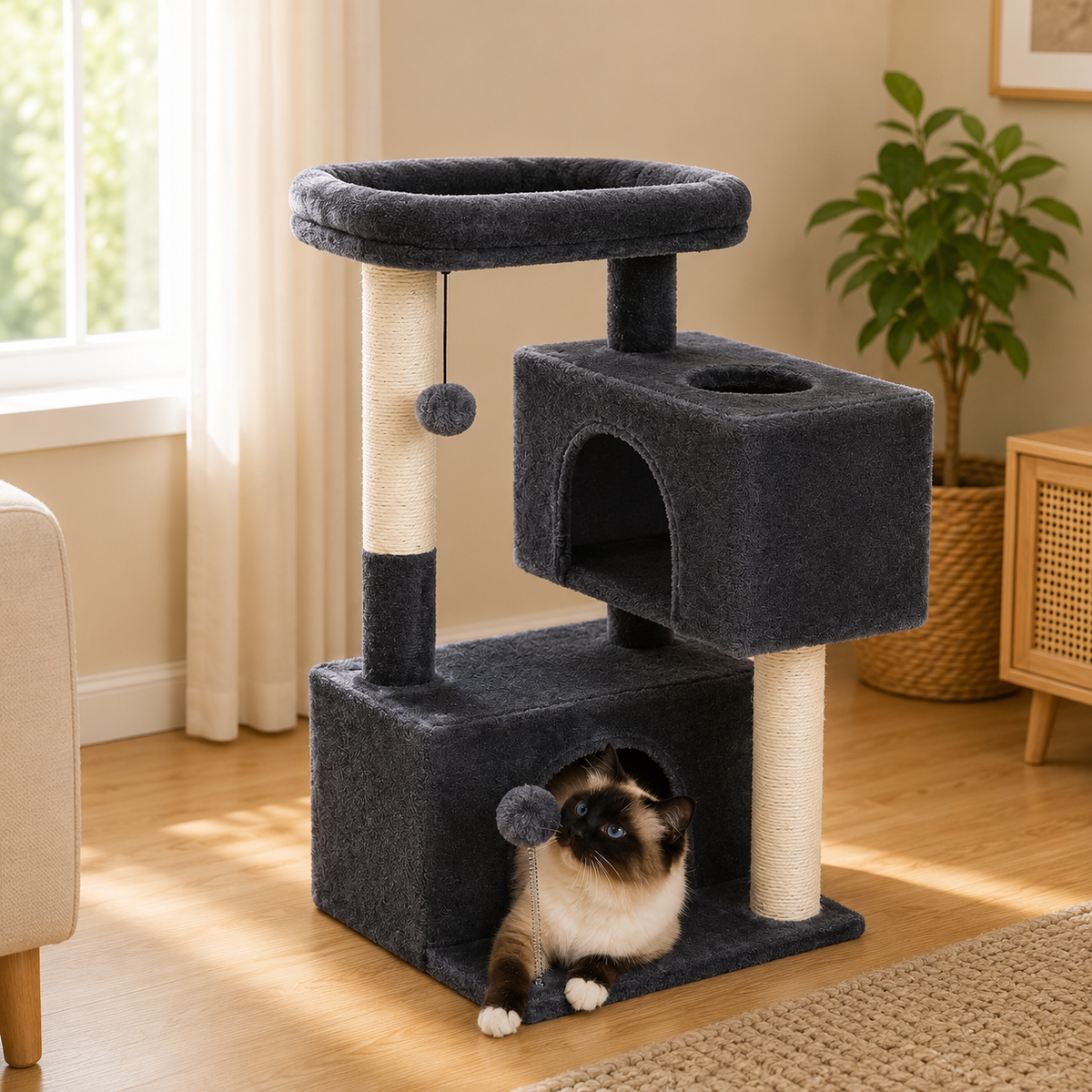 Le Nid Perché – Arbre à chat compact 80 cm