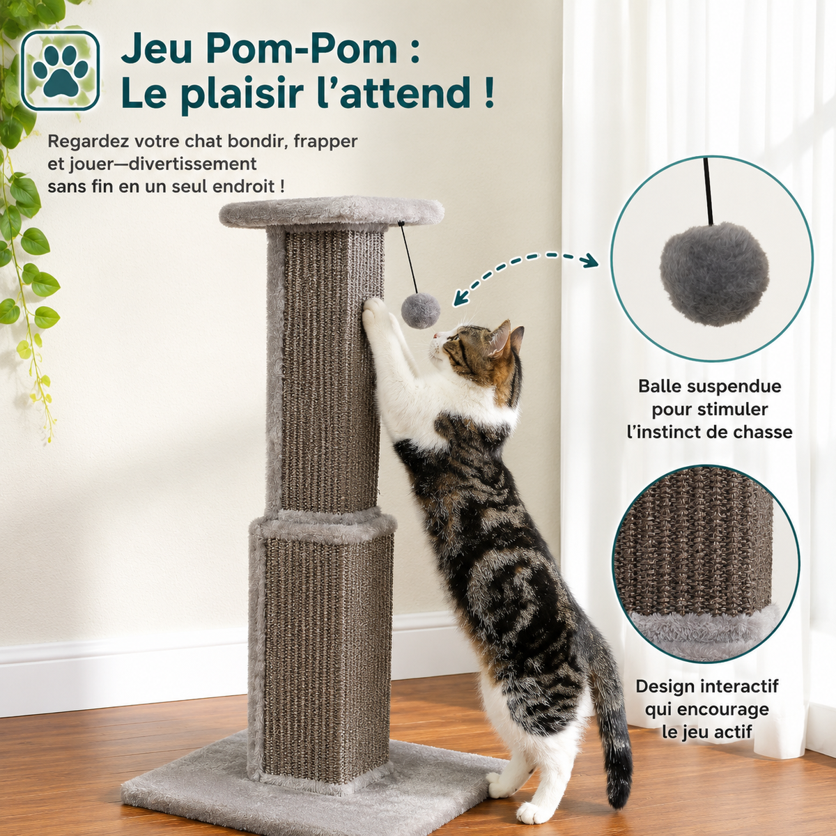 Le Totem Félin – Griffoir en sisal 81 cm