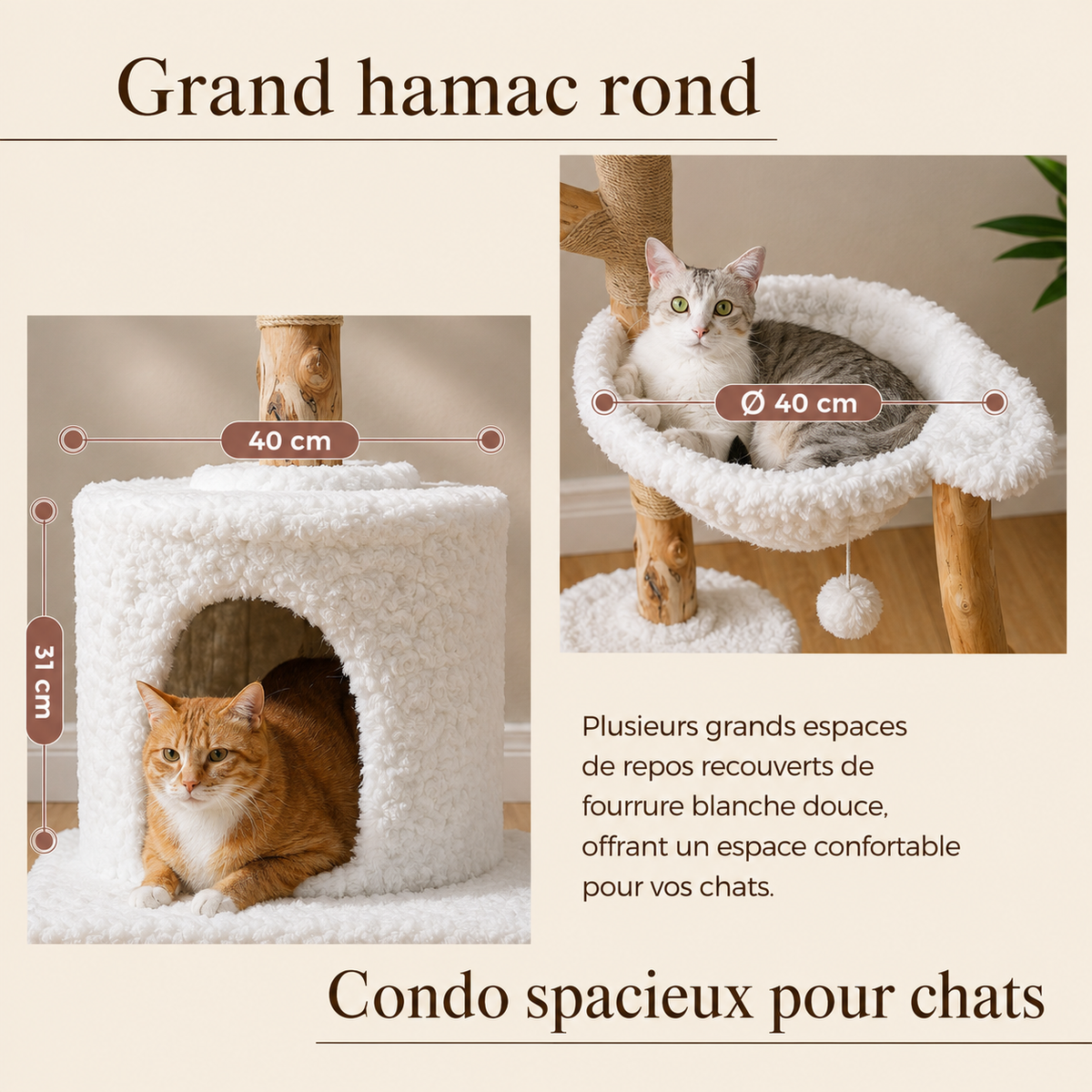 L’Arbre Enchanté – Grand arbre à chat 150 cm