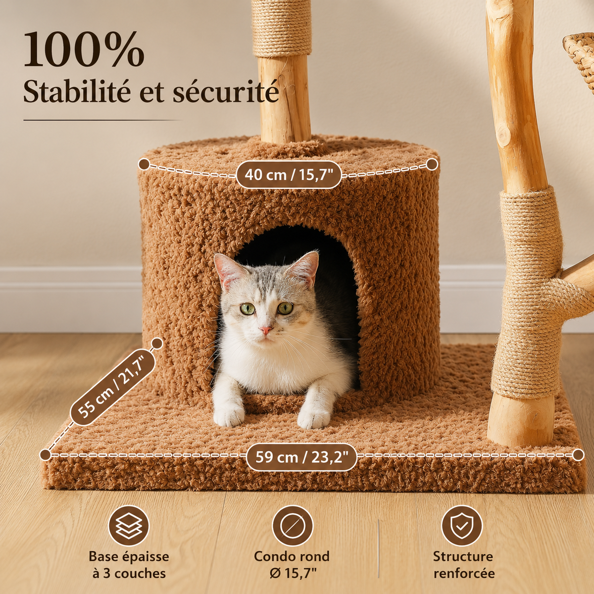 L’Arbre Enchanté – Grand arbre à chat 150 cm