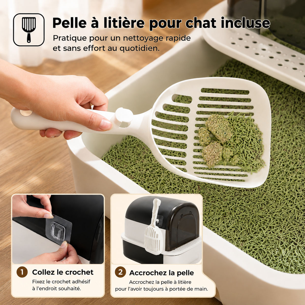 La Miaou’Cabane – Bac à litière fermé et compact