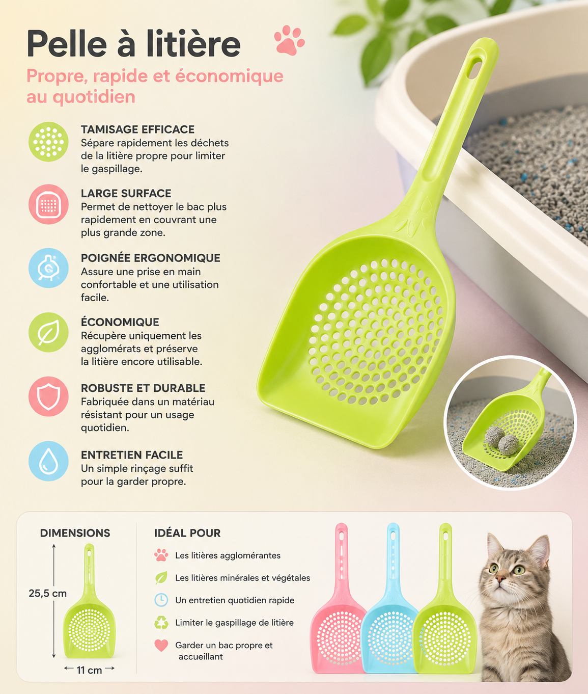 La Pelle Essentielle – Pelle à litière pour chat