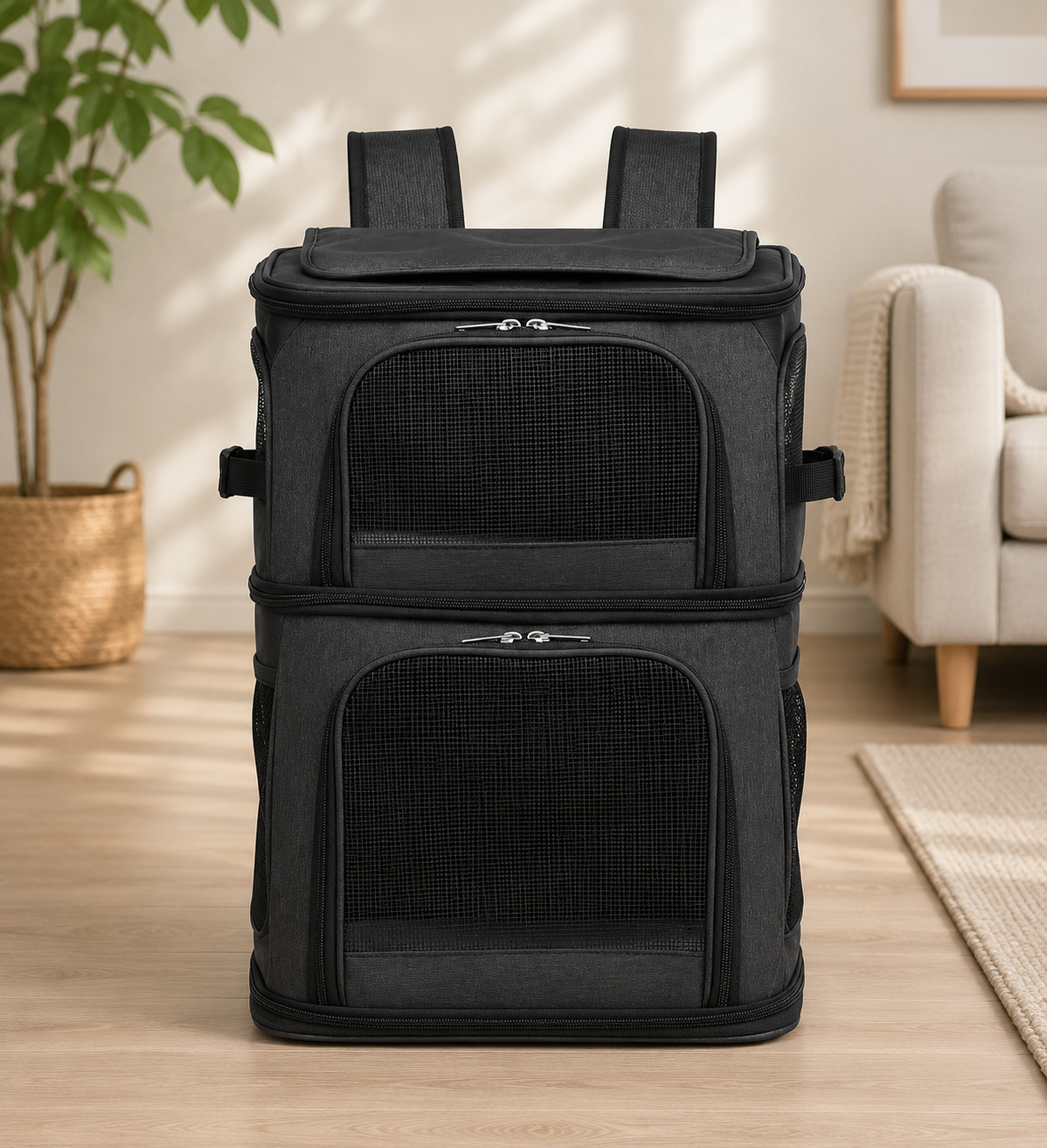 Le Cocon Voyageur – Sac à dos de transport double pour chats