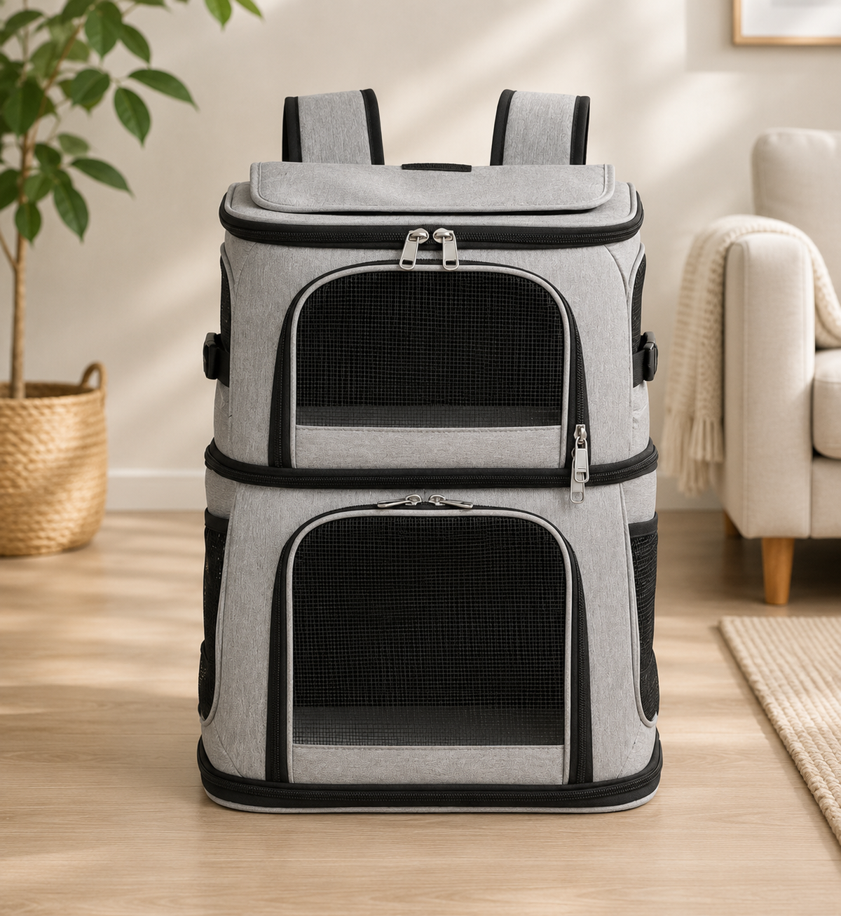Le Cocon Voyageur – Sac à dos de transport double pour chats