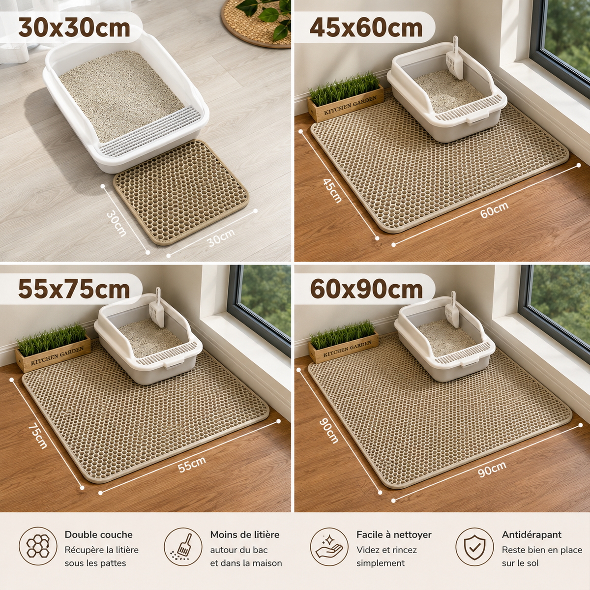 PattePropre - Tapis récupérateur de litière double couche