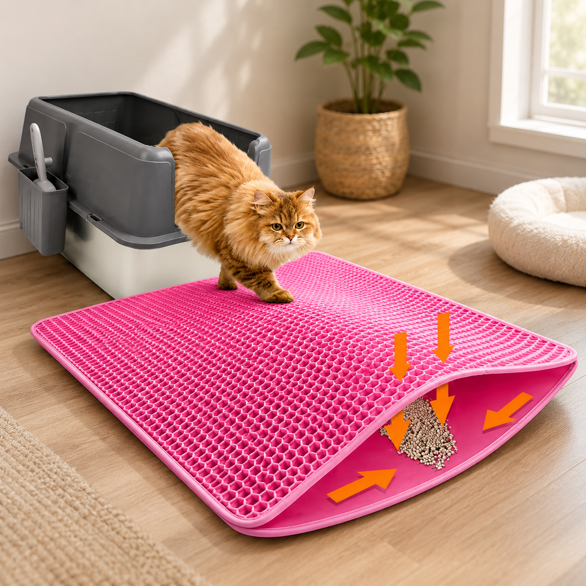 Tapis de litière double couche Nid d’Abeille – Anti-projections & Lavable