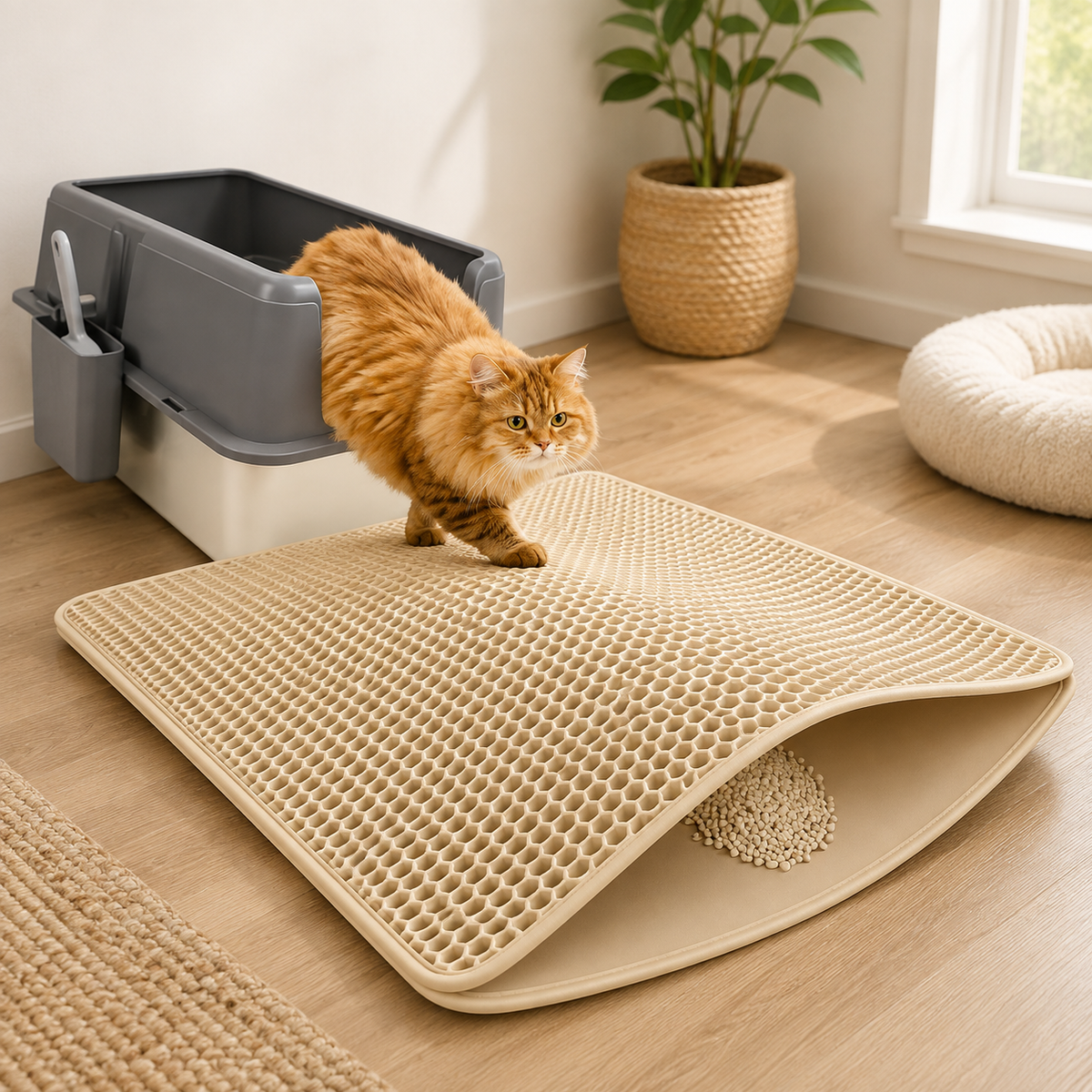Tapis de litière double couche Nid d’Abeille – Anti-projections & Lavable