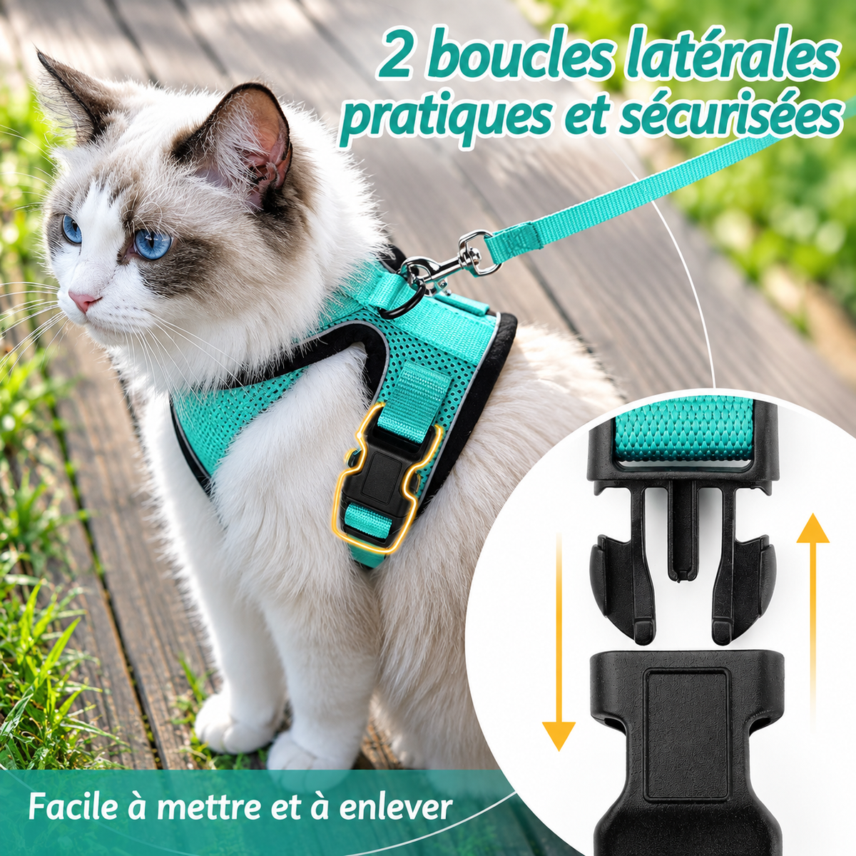 Miaou’Balade – Harnais confort pour chat avec laisse