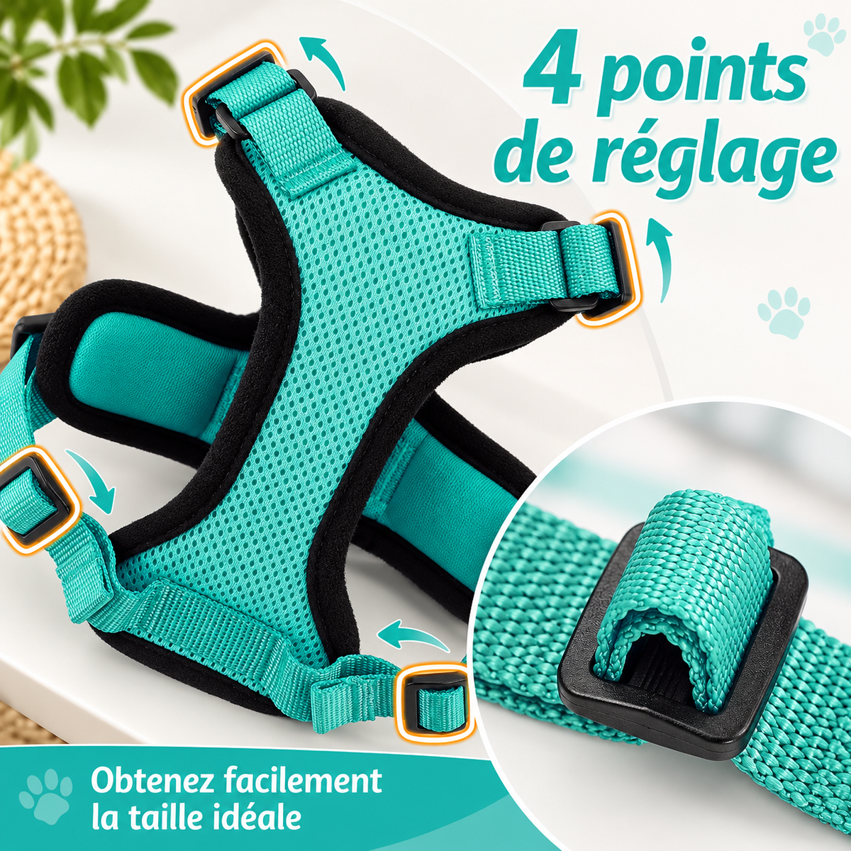Miaou’Balade – Harnais confort pour chat avec laisse