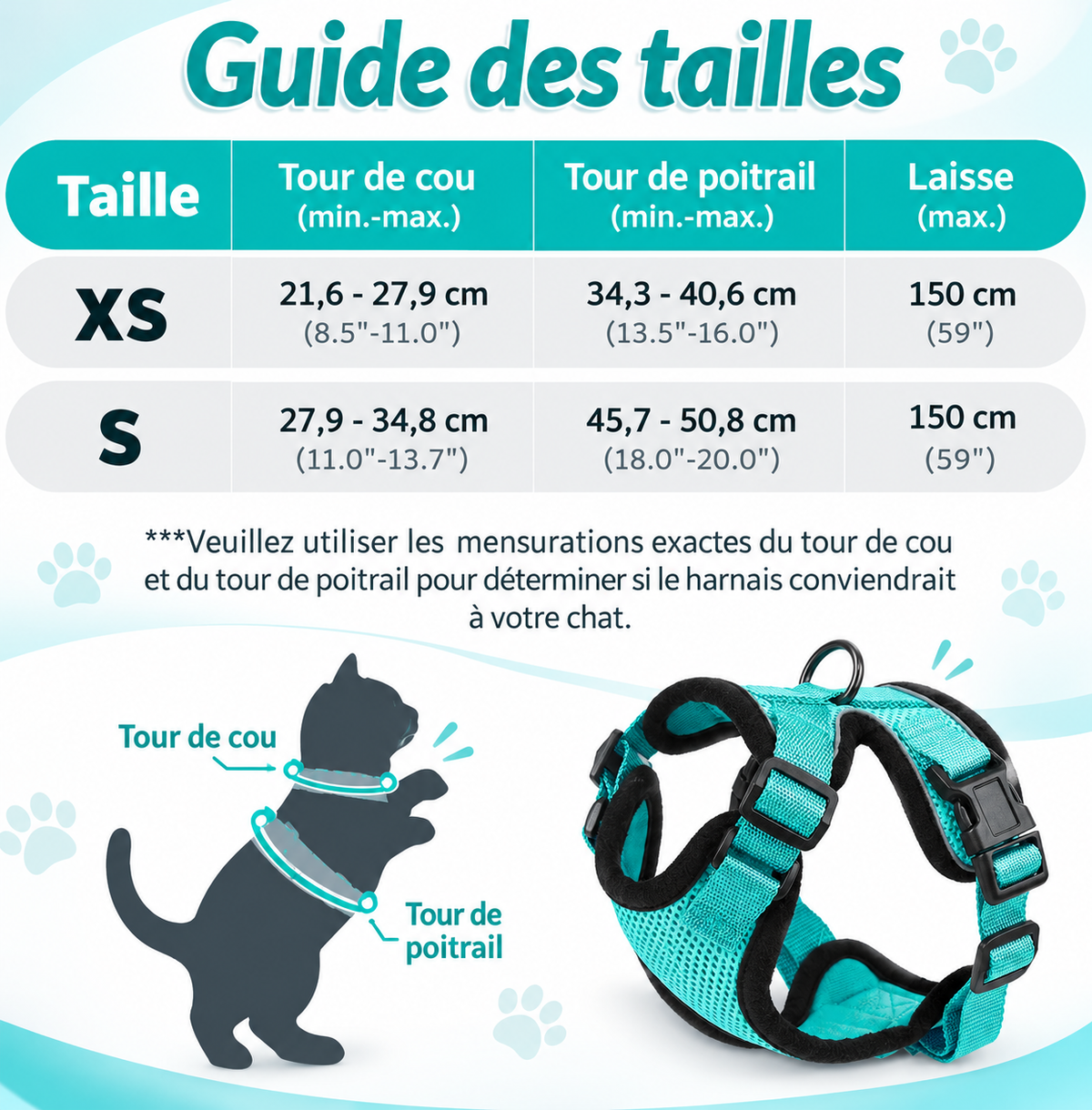 Miaou’Balade – Harnais confort pour chat avec laisse