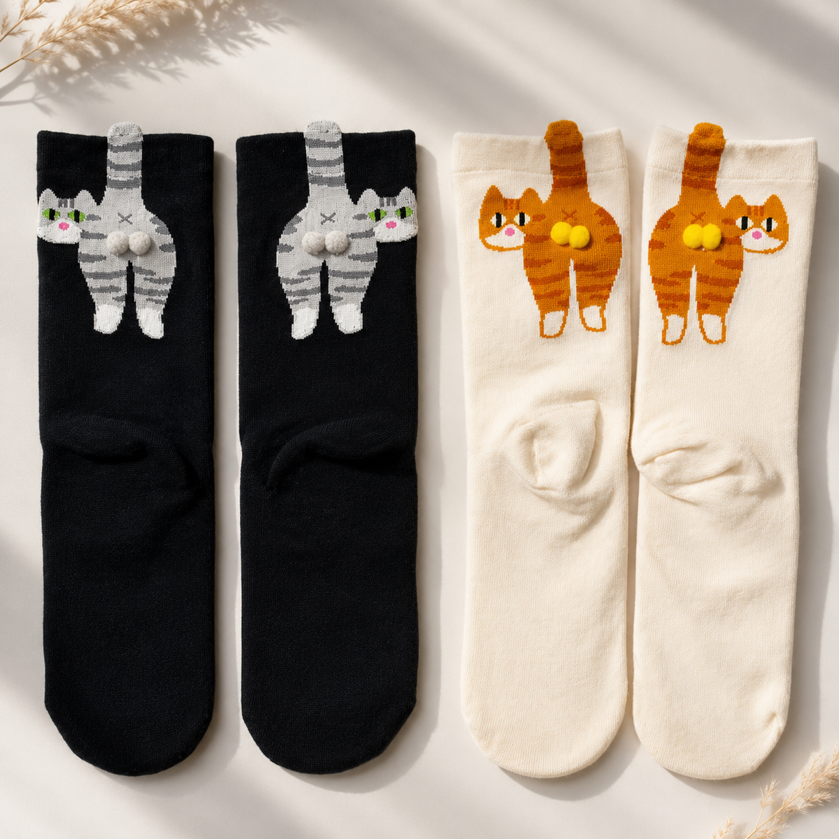Les Pattes Douillettes – Chaussettes chat en relief