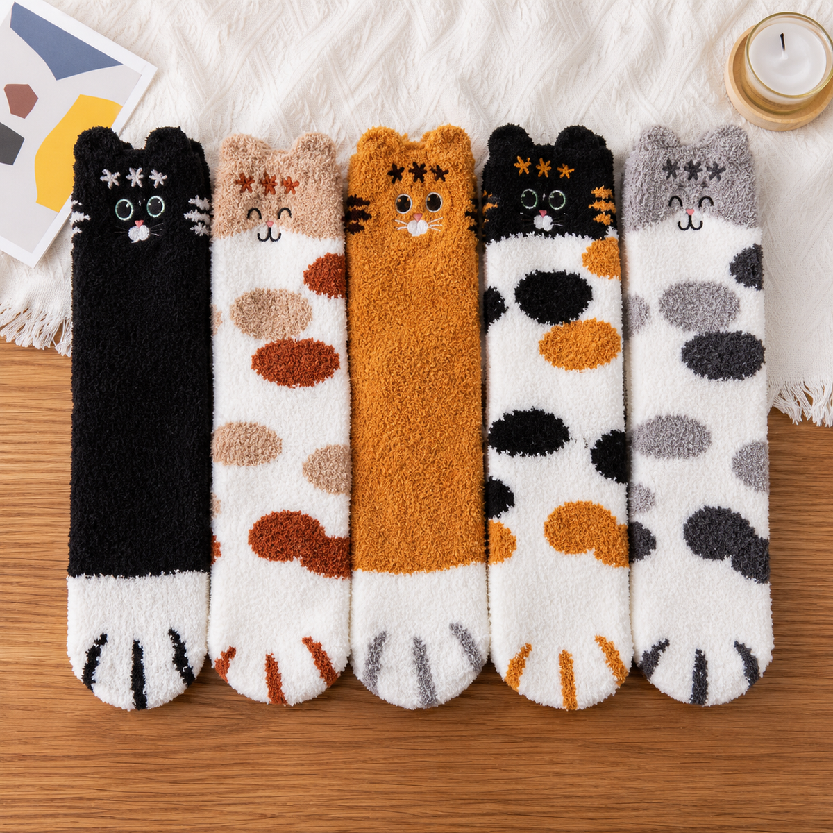 Les Ronron'Moumoutes™ – coffret 5 paires de chaussettes cocooning