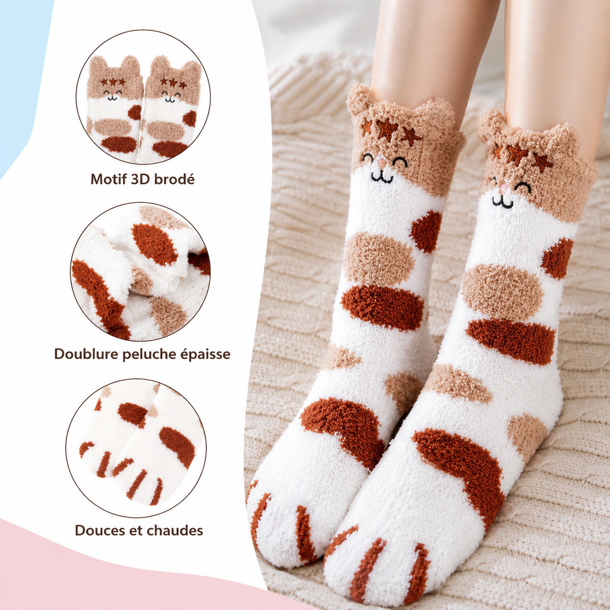Les Ronron'Moumoutes™ – coffret 5 paires de chaussettes cocooning