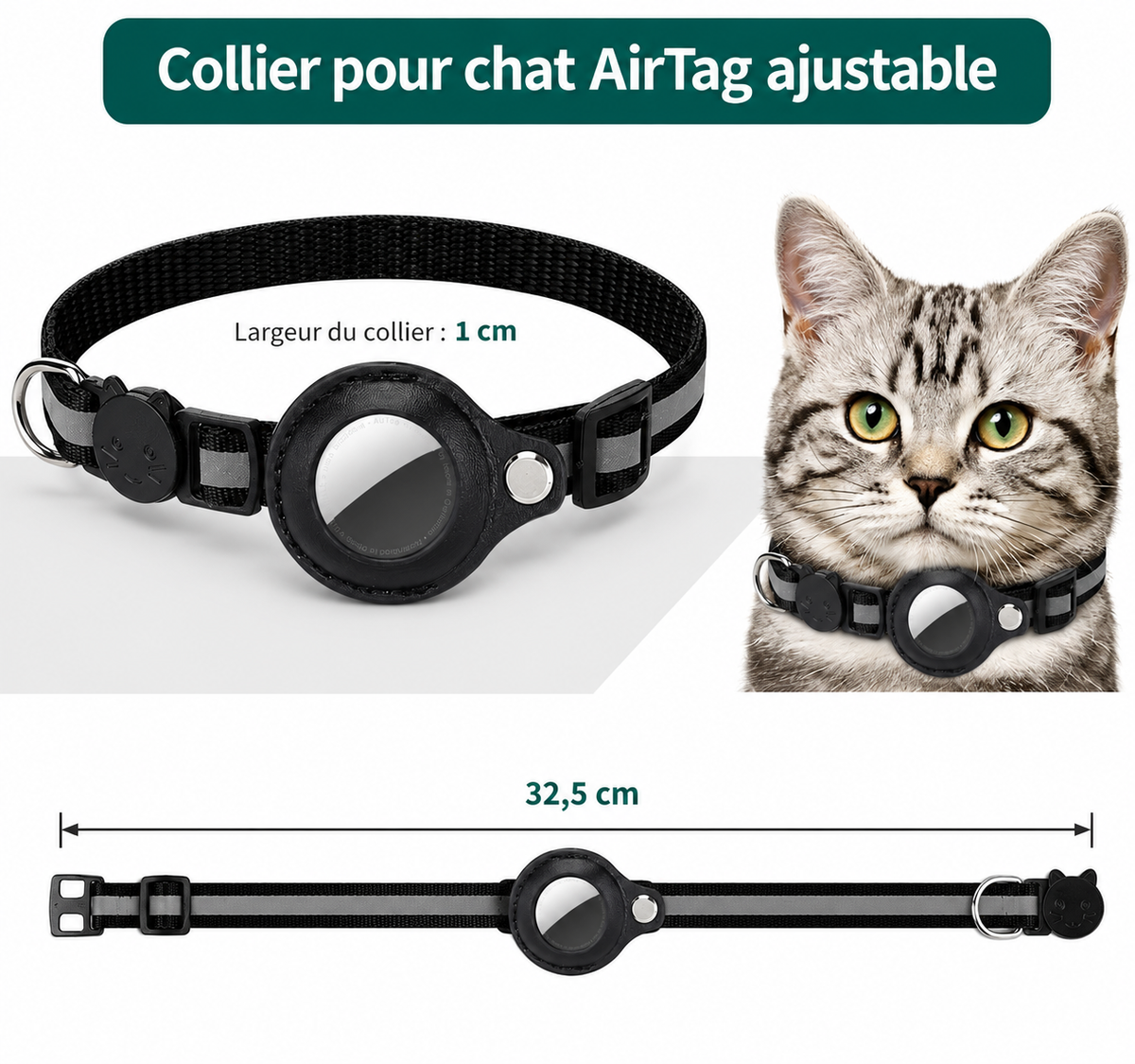 Le Gardien Ronron – Collier compatible AirTag