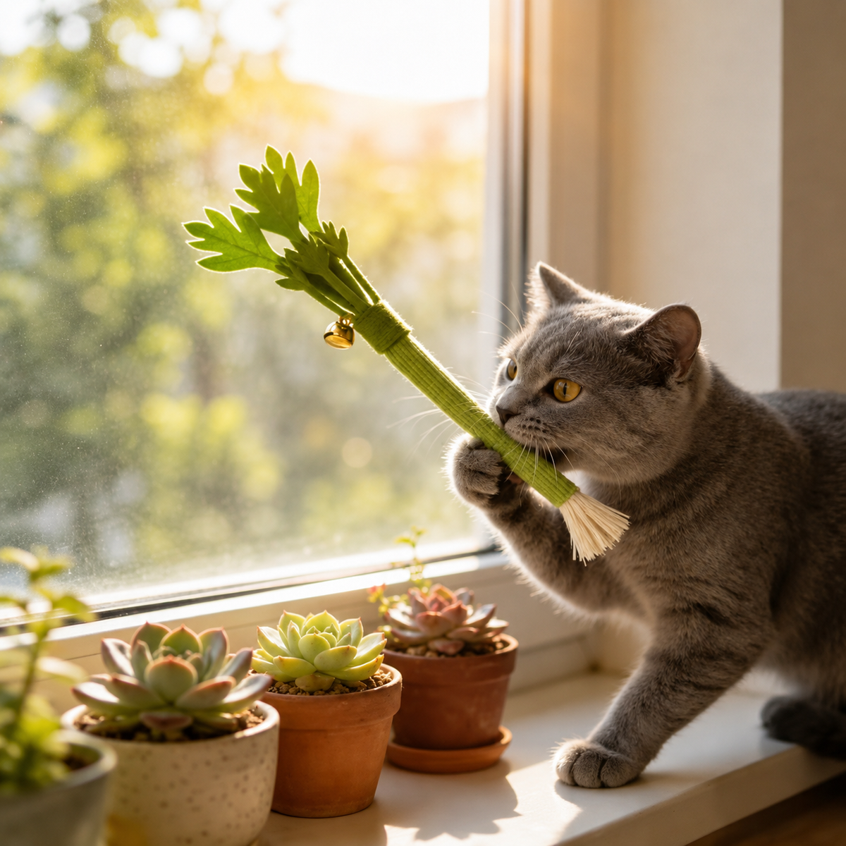 Céli'Miaou – Jouet à l'herbe à chat en forme de céleri