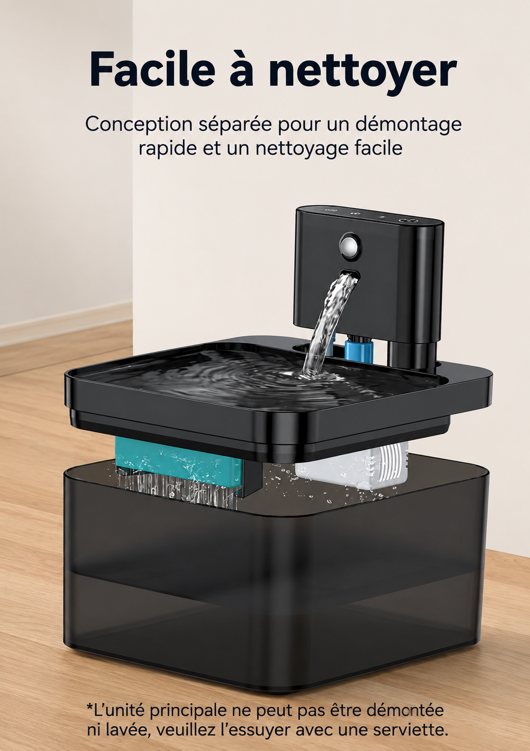 La Source’Chat – Fontaine à eau sans fil avec capteur