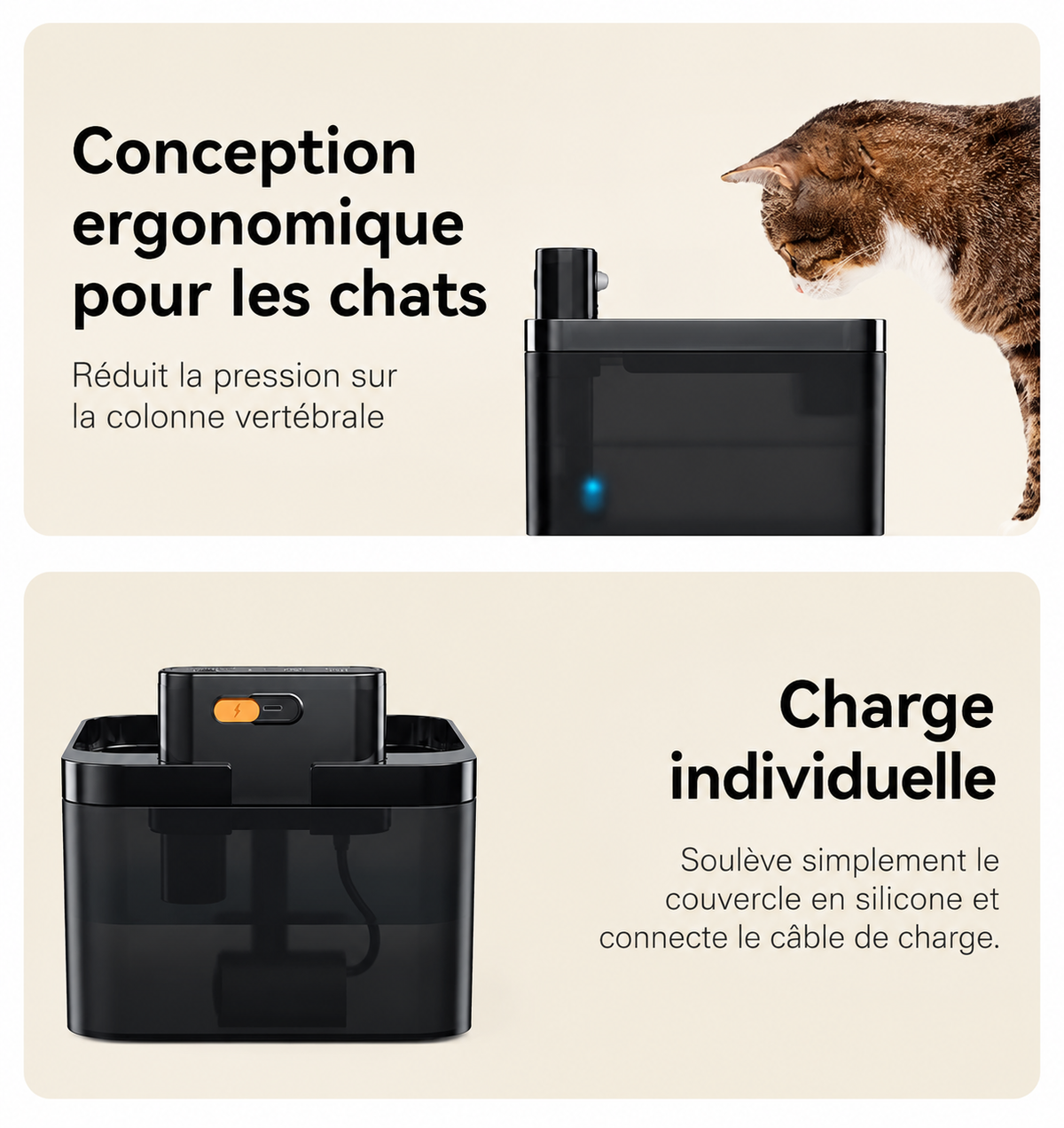 La Source’Chat – Fontaine à eau sans fil avec capteur