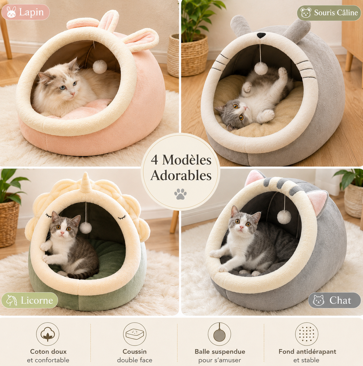 Le Ronrondouillet – Niche douillette pour chat