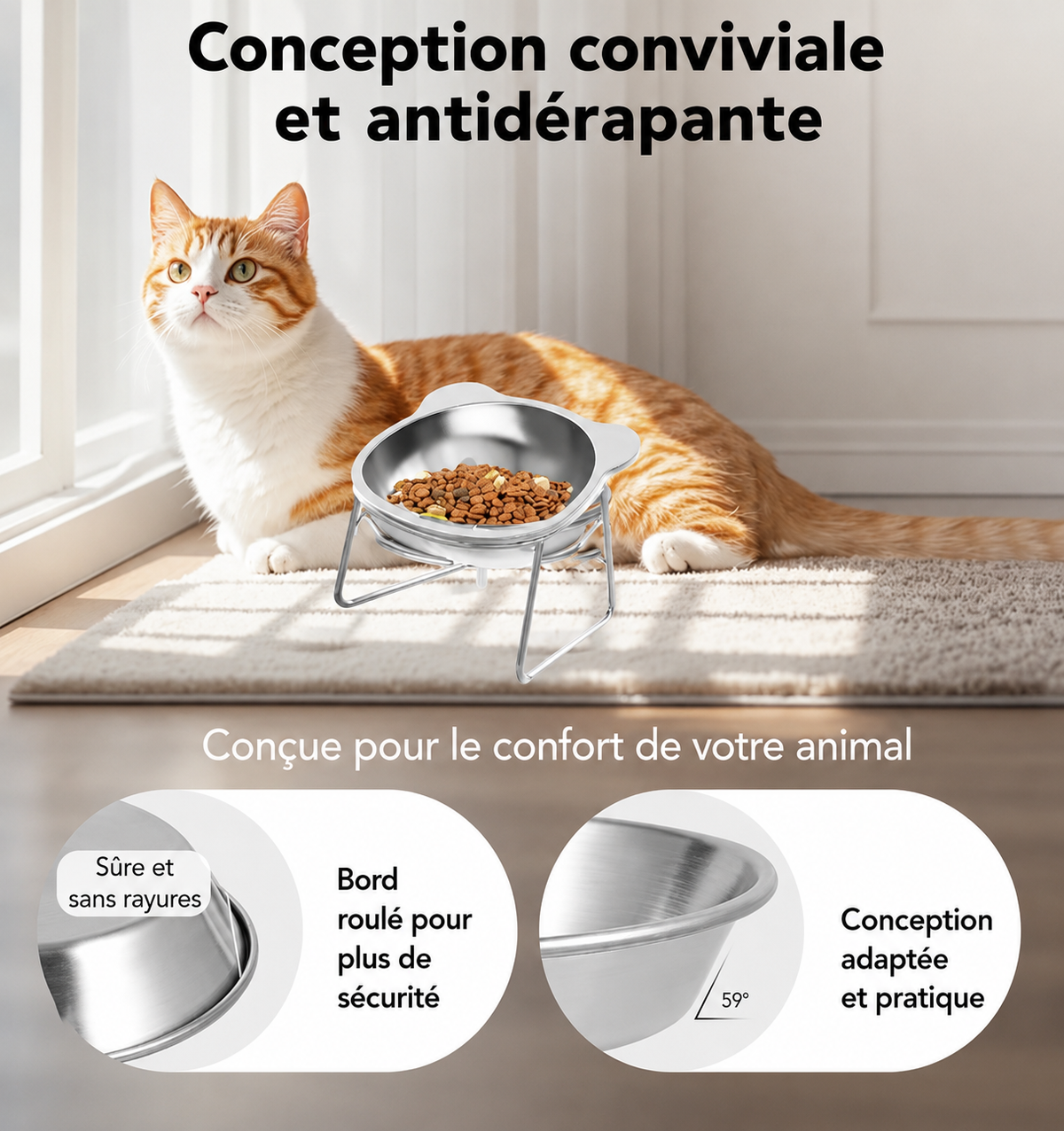 La Douce Gamelle – Gamelle surélevée en inox pour chat