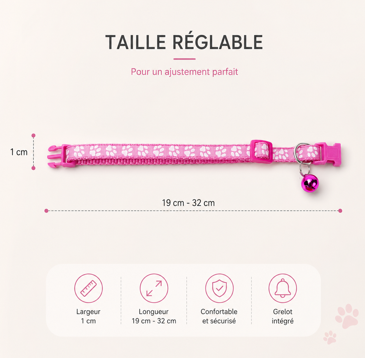 La Patte à Clochette™ – Collier réglable avec grelot