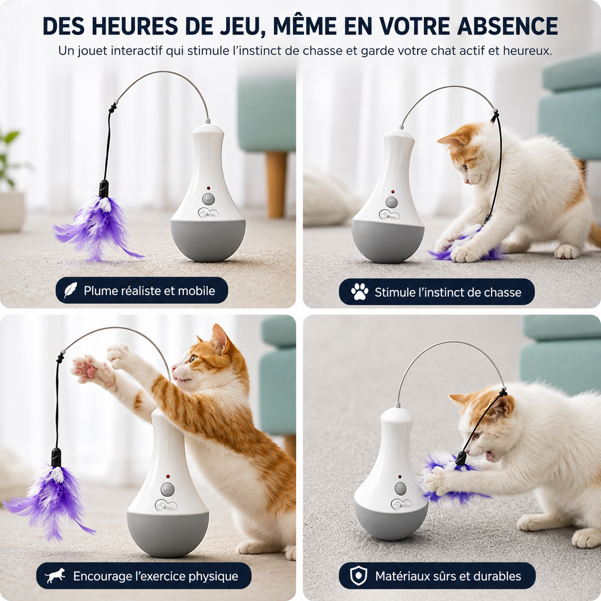 La Plume Magique – Jouet interactif à plume pour chat